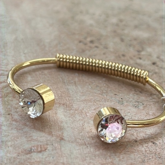 Gold Tone Cuff Bracelet with Austrian Crystals - NWT - Picture 4 of 4